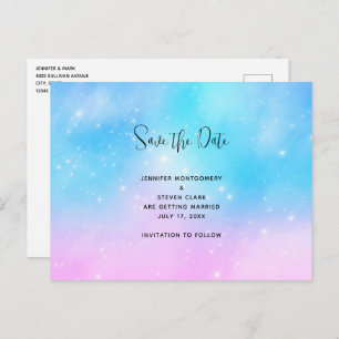 Invitation Carte Postale Pink and Blue Pastel Gradient Sky Enregistrer la d