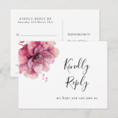Invitation Carte Postale Pink Aquarelle Florale Demande de Chanson RSVP Car (Devant / Derrière)