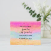 Invitation Carte Postale Pink Blue Jaune arc-en-ciel Abstraites rayures Ann (Debout devant)