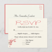 Invitation Carte Postale Pink Cherry Blossoms Party de mariage RSVP Post Ca (Devant / Derrière)