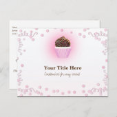 Invitation Carte Postale Pink Cupcake Confetti Anniversaire Fête (Devant / Derrière)