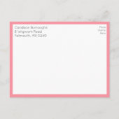 Invitation Carte Postale Pink Flamingo Hawaiian Tropical Beach Wedding (Dos)