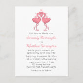 Invitation Carte Postale Pink Flamingo Hawaiian Tropical Beach Wedding (Devant)
