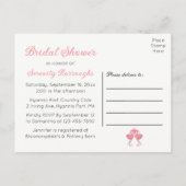 Invitation Carte Postale Pink Flamingo Tropical Summer Beach Bridal Shower (Dos)
