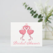 Invitation Carte Postale Pink Flamingo Tropical Summer Beach Bridal Shower (Debout devant)