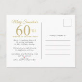 Invitation Carte Postale Pink Gold Floral 60e (Dos)