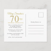Invitation Carte Postale Pink Gold Floral 70e anniversaire (Dos)