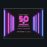 Invitation Carte Postale Pink Neon 50 & Fabulous 50th Birthday Party<br><div class="desc">Un néon rose flashy 50 et fabuleuse invitation à la fête du 50e anniversaire. Les néons verticaux sur un arrière - plan noir créent un cadre parfait pour votre anniversaire. Ajoutez vos coordonnées à la carte postale et envoyez-les à vos amis et à votre famille. Ils vont vous mettre au...</div>