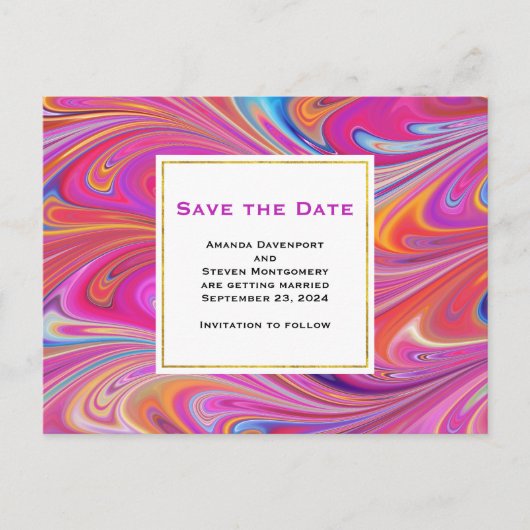 Invitation Carte Postale Pink Orange Swirls Abstract Design Enregistrer la  (Devant)