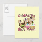 Invitation Carte Postale Pink Party Monkey 3e Anniversaire Tshirts et cadea (Devant / Derrière)