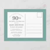 Invitation Carte Postale Pink Peony 90e anniversaire (Dos)