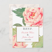 Invitation Carte Postale Pink Peony Flowers mariage rsvp (Devant / Derrière)