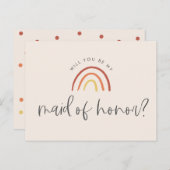 Invitation Carte Postale Pink Terracotta Rainbow Maid of Honor Proposition (Devant / Derrière)