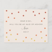 Invitation Carte Postale Pink Terracotta Rainbow Maid of Honor Proposition (Dos)