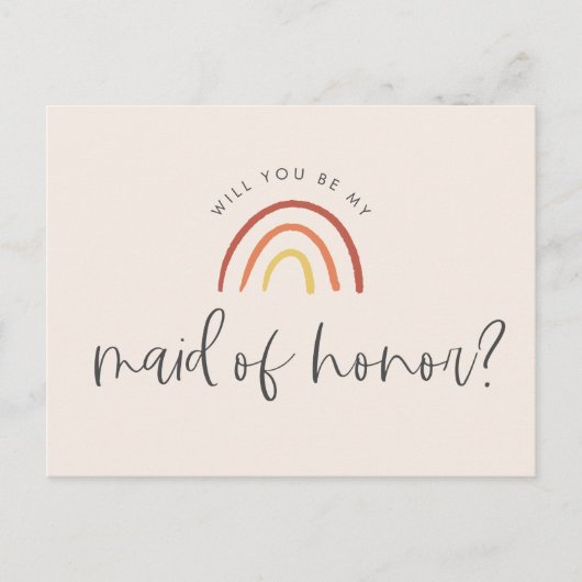 Invitation Carte Postale Pink Terracotta Rainbow Maid of Honor Proposition (Devant)
