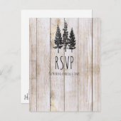 Invitation Carte Postale Pins rustiques Bois Bois Mariage simple RSVP (Devant / Derrière)