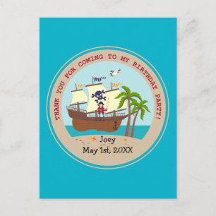 Invitation Carte Postale Pirate kid birthday
