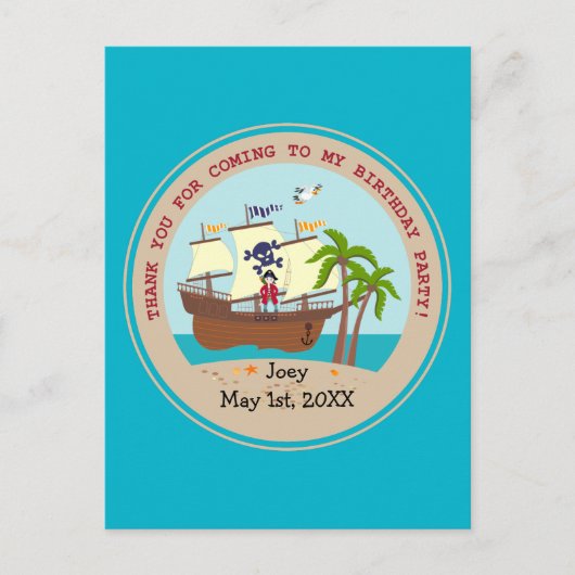 Invitation Carte Postale Pirate kid birthday (Devant)