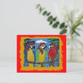 Invitation Carte Postale Pirate Party  Perroquets (Debout devant)