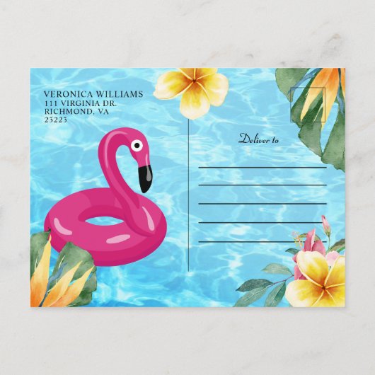 Invitation Carte Postale Piscine Fun Eau Fun Anniversaire (Dos)