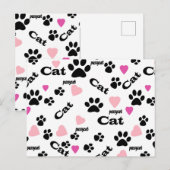 Invitation Carte Postale Pistes de chat (Devant / Derrière)
