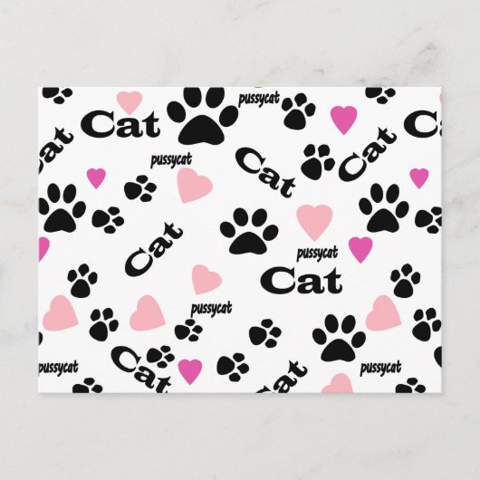 Invitation Carte Postale Pistes de chat (Devant)