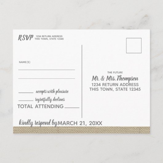 Invitation Carte Postale Pittoresque Nature Lake River Vue Mariage RSVP (Dos)