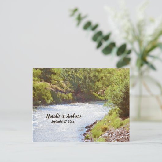 Invitation Carte Postale Pittoresque Nature Lake River Vue Mariage RSVP (Debout devant)