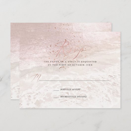 Invitation Carte Postale PixDezines Blush Calligraphie Côtière RSVP (Devant / Derrière)