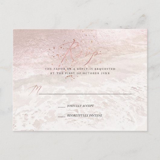 Invitation Carte Postale PixDezines Blush Calligraphie Côtière RSVP (Devant)