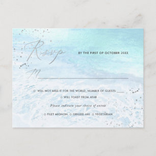 Invitation Carte Postale PixDezines Crystal Blue, Plage RSVP avec repas