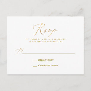 Invitation Carte Postale PixDezines or Tone Elegant Calligraphie RSVP