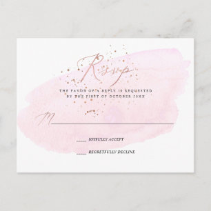 Invitation Carte Postale PixDezines Rose poudré Calligraphie RSVP aquarelle