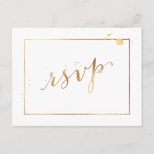 Invitation Carte Postale PixDezines RSVP/FAUX GOLD/FUN SCRIPT/do-it-yoursel (Devant)
