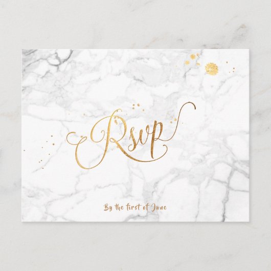 Invitation Carte Postale PixDezines RSVP/FAUX OR/MARBLE (Devant)