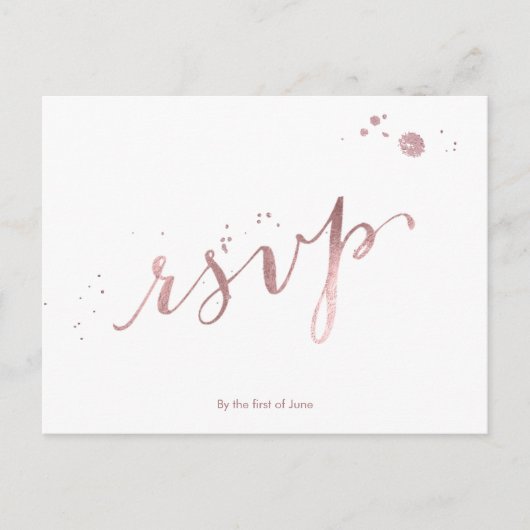 Invitation Carte Postale PixDezines RSVP/FAUX OR ROSE DORE/SCRIPT FONT (Devant)