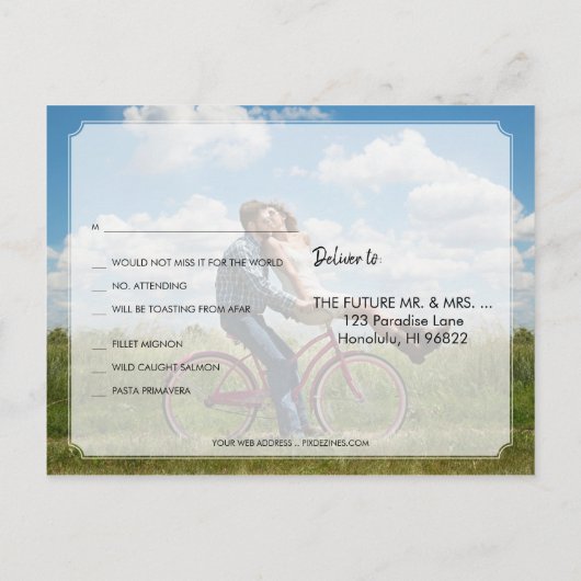 Invitation Carte Postale PixDezines RSVP/FAUX ROSE OR FOIL/SCRIPT FONT (Dos)