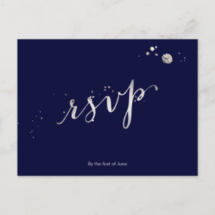Invitation Carte Postale PixDezines RSVP/FAUX SILVER/FUN SCRIPT/do-it-yours