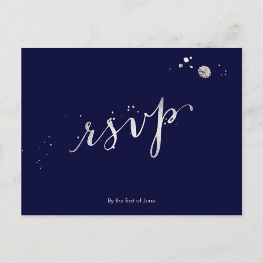 Invitation Carte Postale PixDezines RSVP/FAUX SILVER/FUN SCRIPT/do-it-yours (Devant)