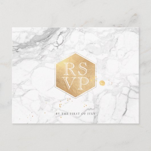 Invitation Carte Postale PixDezines RSVP/MARBLE+FAUX OR HONEYCOMB (Devant)