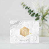 Invitation Carte Postale PixDezines RSVP/MARBLE+FAUX OR HONEYCOMB (Debout devant)