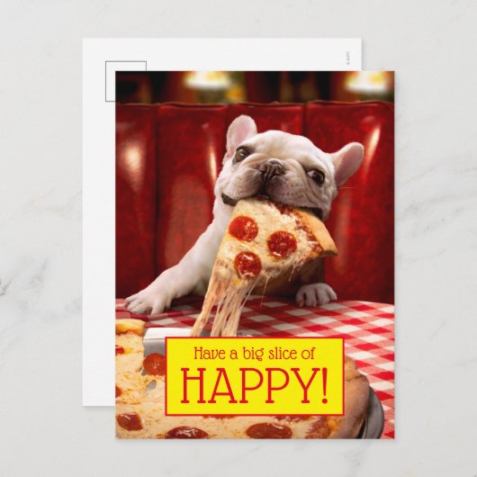 Invitation Carte Postale Pizza Slice mangeur de chien (Devant / Derrière)
