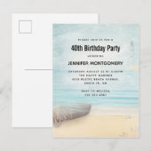 Invitation Carte Postale Plage côtière avec bateau et phare (Devant / Derrière)