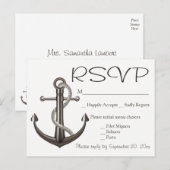 Invitation Carte Postale Plage de Mariage d'Ancre de navire Brown Nautique (Devant / Derrière)