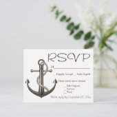 Invitation Carte Postale Plage de Mariage d'Ancre de navire Brown Nautique (Debout devant)