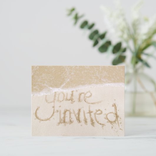 Invitation Carte Postale Plage Mariage Nuptiale Douche Invitation—Sable & M (Debout devant)
