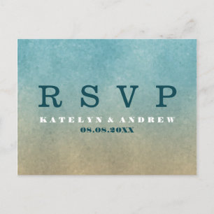 Invitation Carte Postale Plage Ombre Mariage minimal RSVP