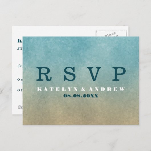 Invitation Carte Postale Plage Ombre Mariage minimal RSVP (Devant / Derrière)