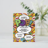 Invitation Carte Postale Plaisir prêt à pop Baby shower Comic Book (Debout devant)