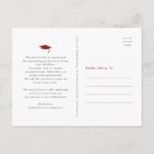 Invitation Carte Postale Plan de changement de graduation rouge photo typog (Dos)